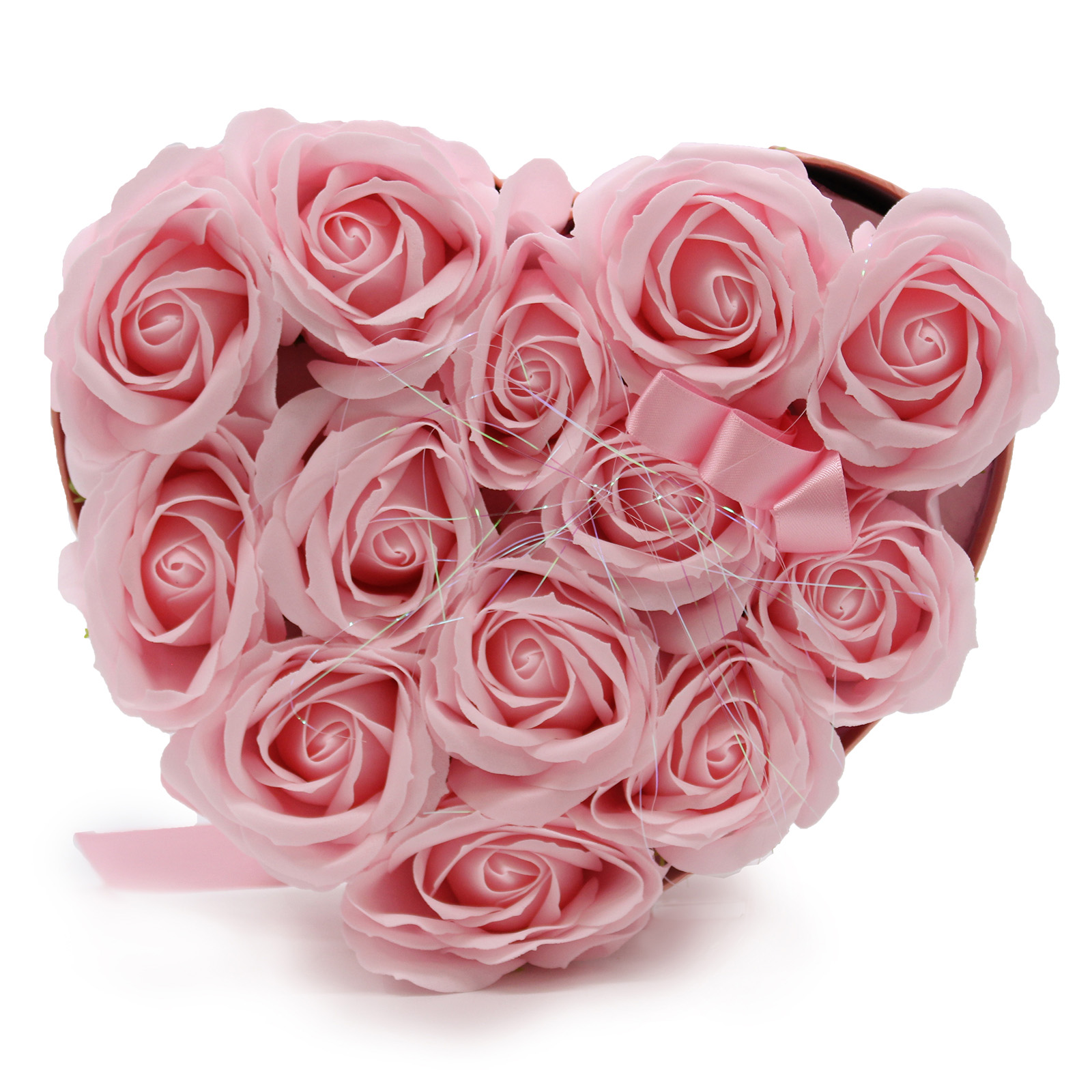 Luxury Soap Flower Heart Gift Box - 13 Pink Roses1
