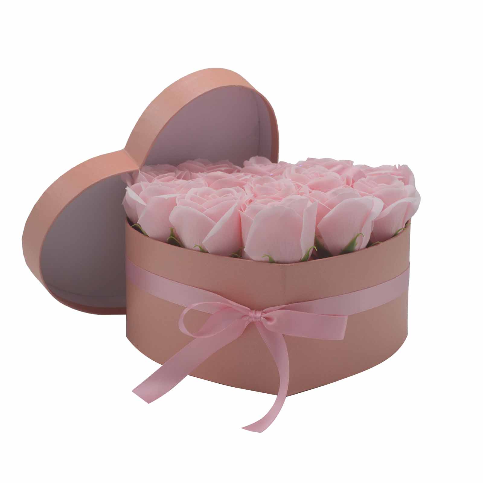 Luxury Soap Flower Heart Gift Box - 13 Pink Roses2