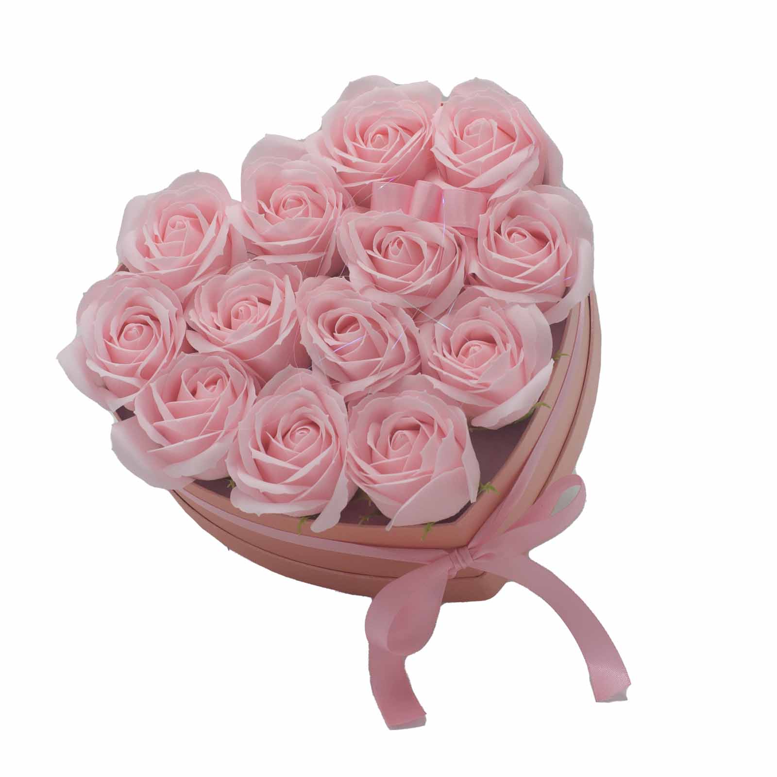 Luxury Soap Flower Heart Gift Box - 13 Pink Roses5