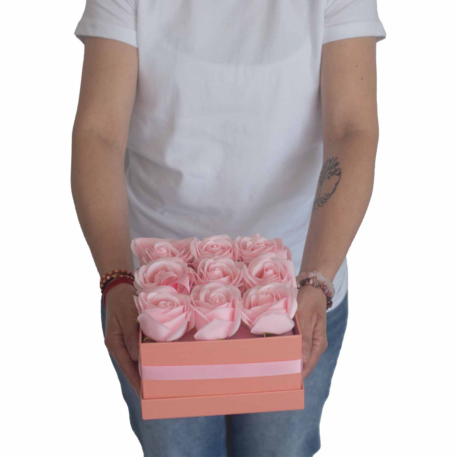 Luxury Soap Flower Heart Gift Box - 13 Pink Roses7