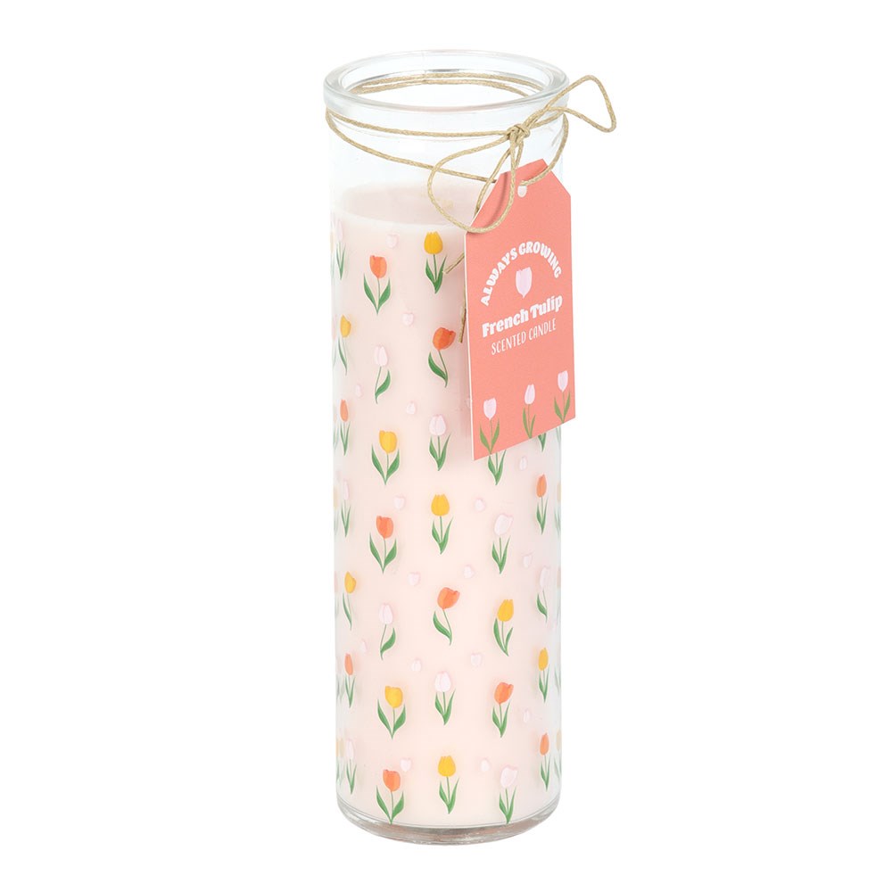 French Tulip Scented Candle with Floral Print