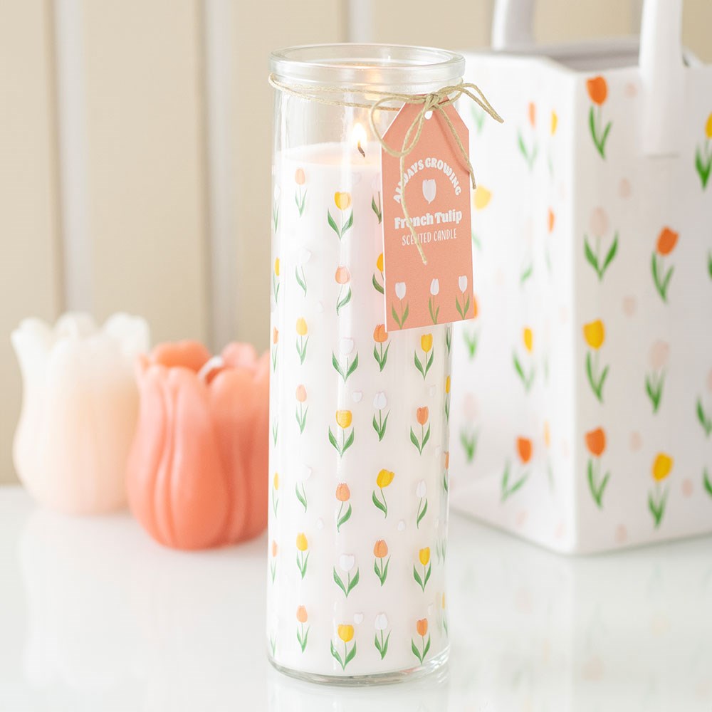 French Tulip Scented Candle with Floral Print3