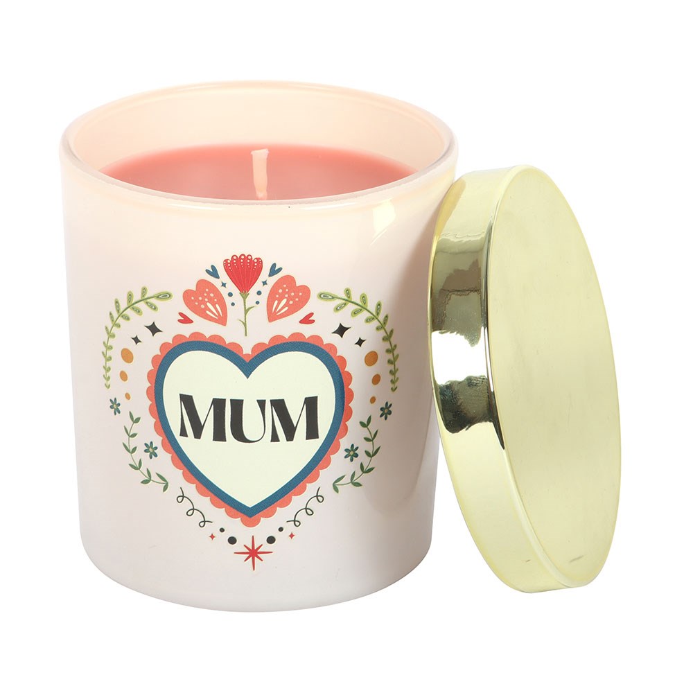 'Mum' Folk Heart French Tulip Scented Candle1
