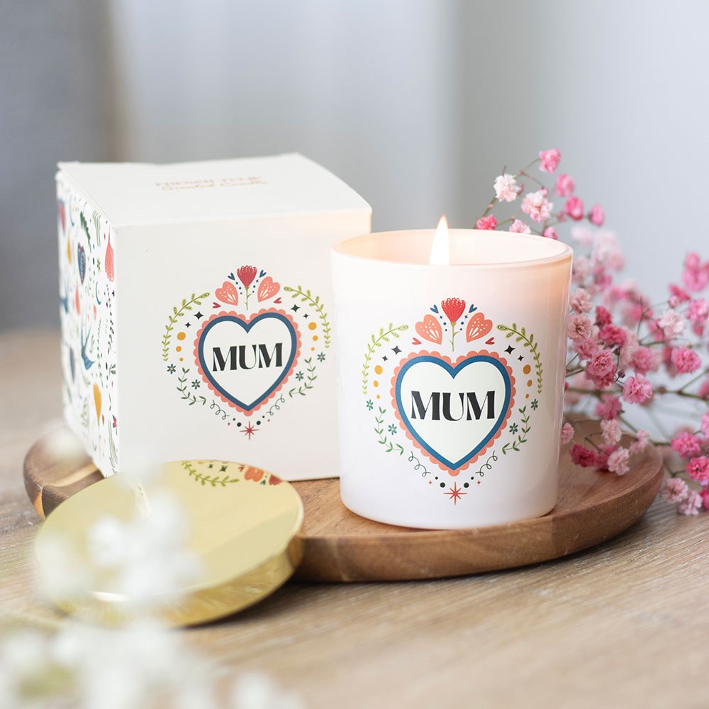 'Mum' Folk Heart French Tulip Scented Candle3