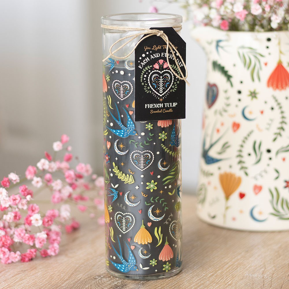 Midnight Bloom Print French Tulip Tube Candle2