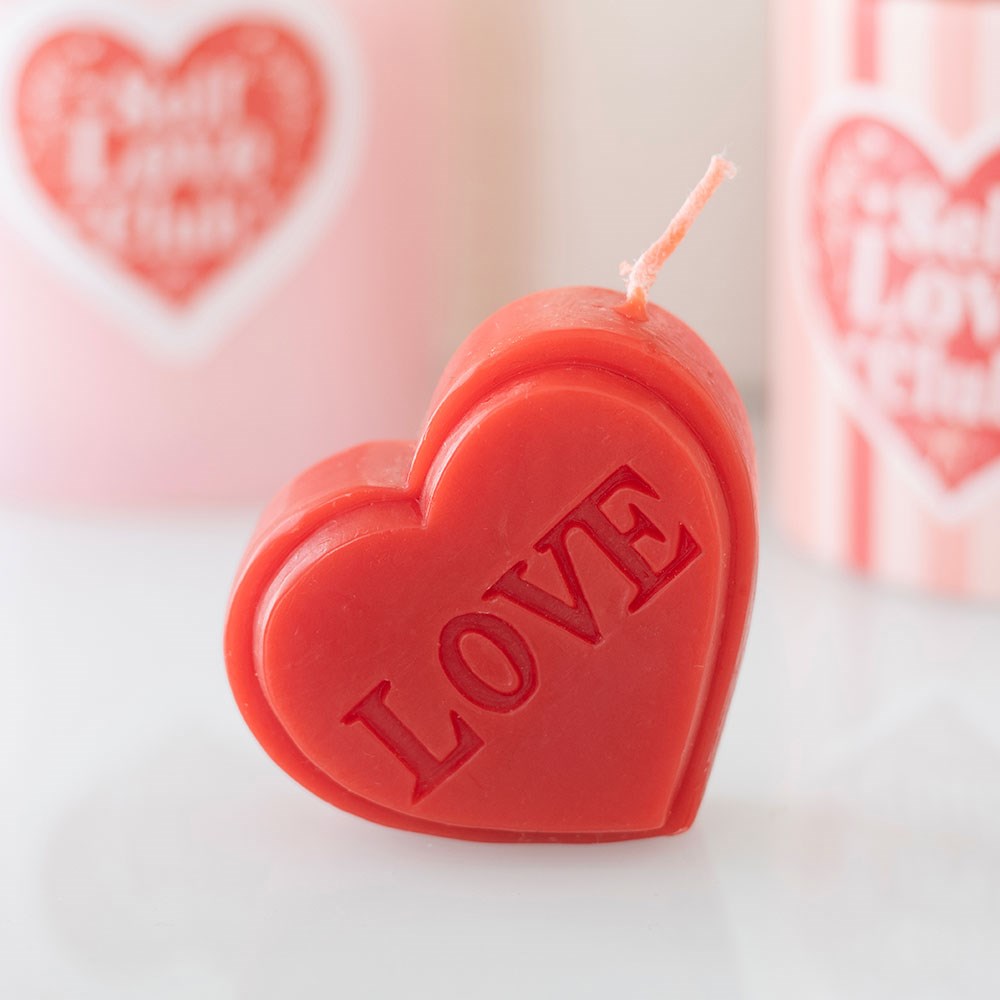Red Heart Shaped 'Love' Candle