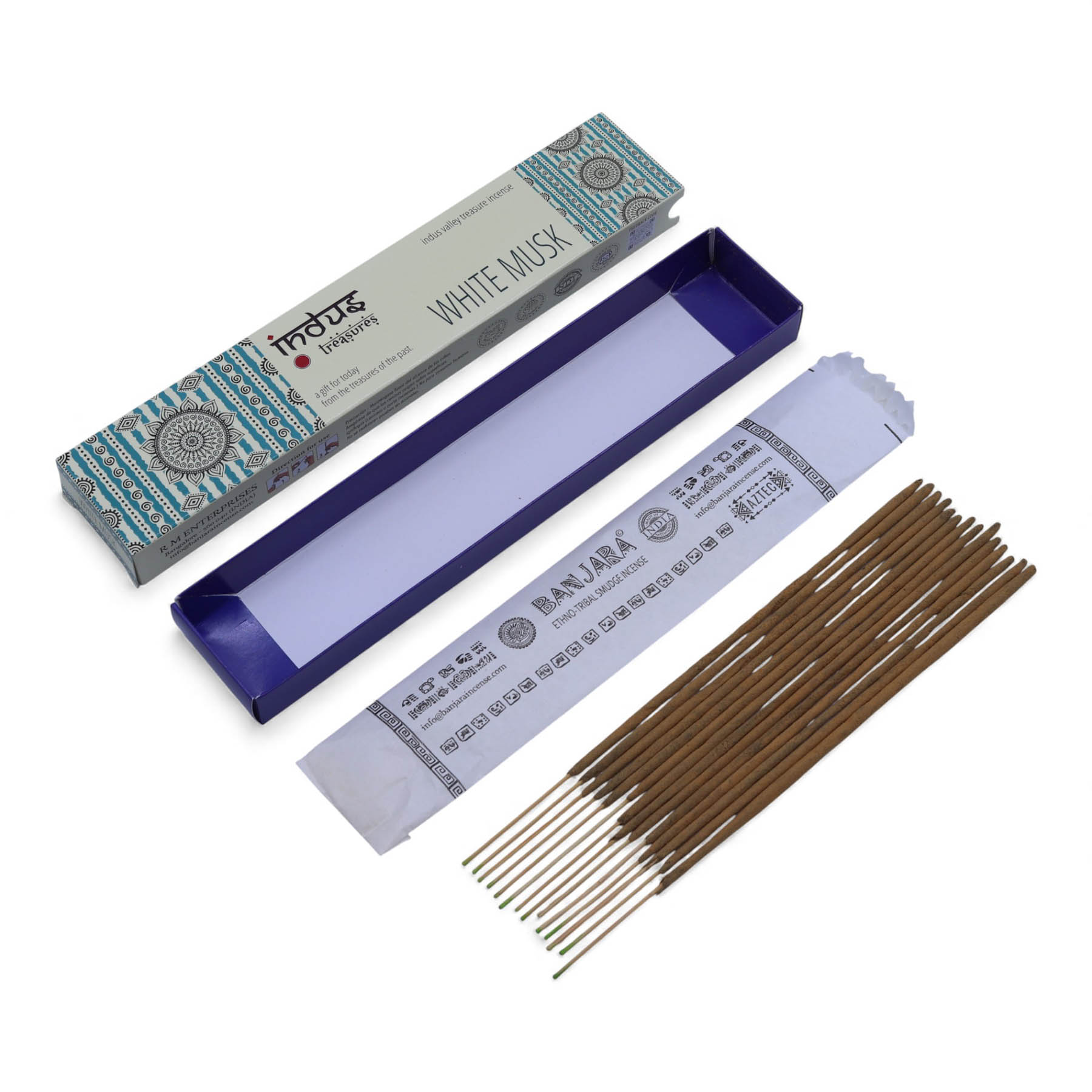 Indus Treasures Incense Sticks - White Musk (15gms)