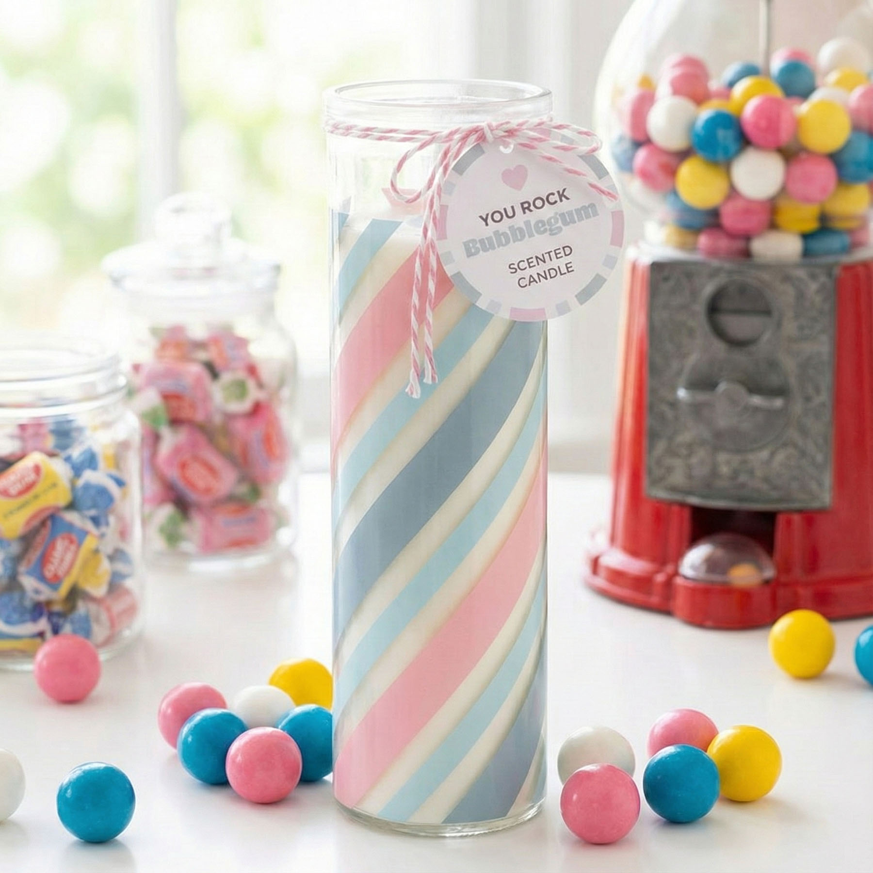 Candy Stripe Bubblegum Tube Candle
