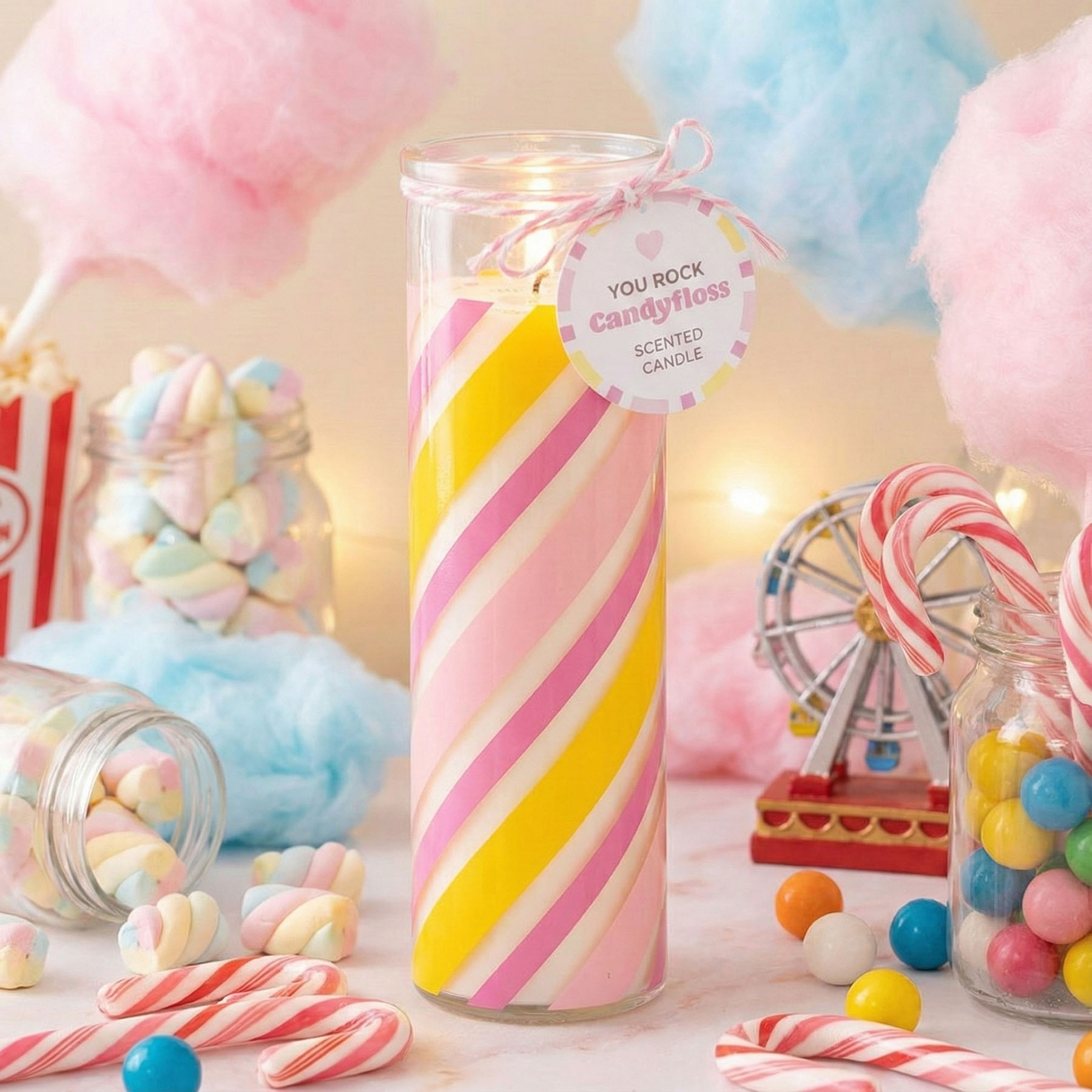 Candy Stripe Candyfloss Tube Candle