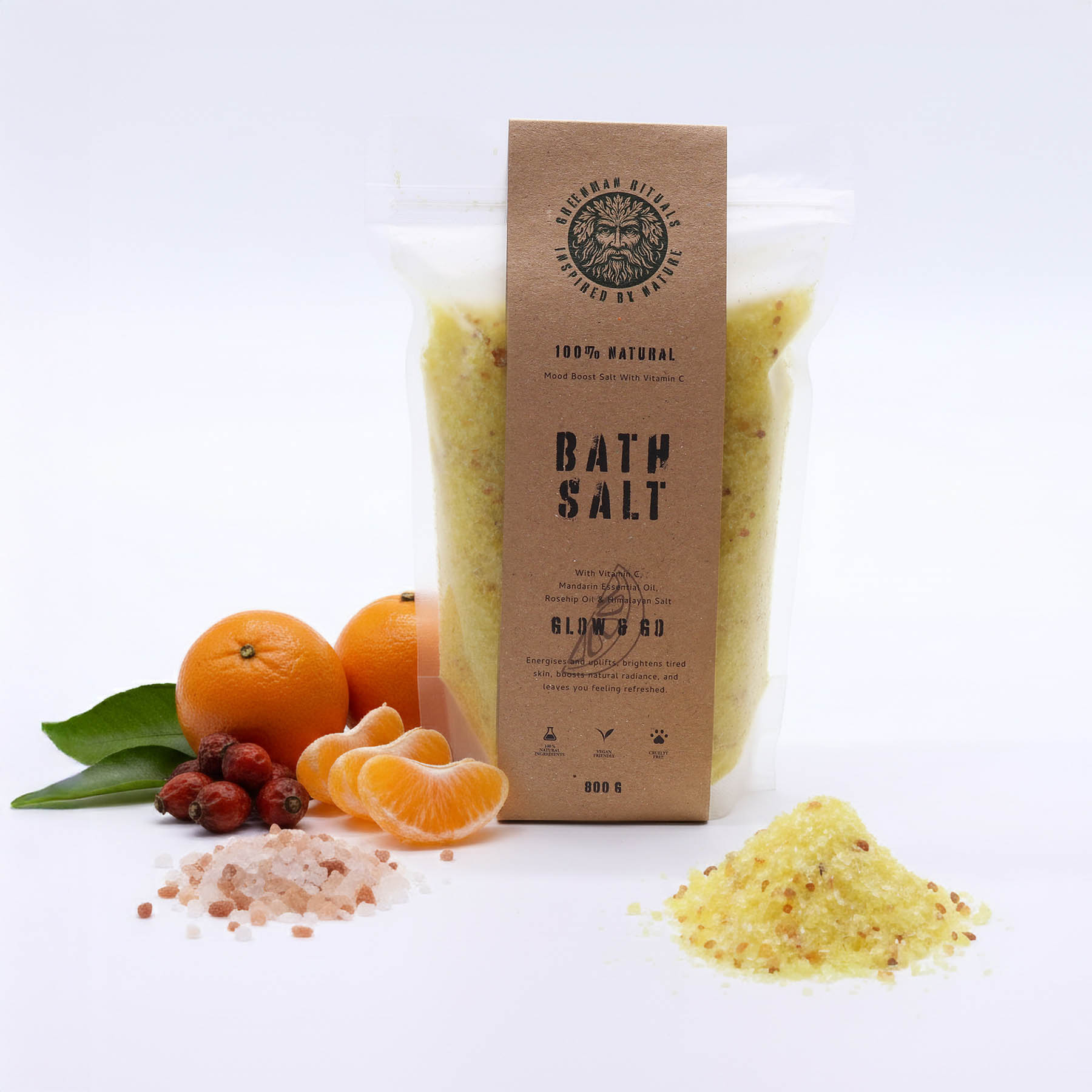 Greenman Rituals Vitamin C & Mandarin Epsom Bath Salt – Glow & Go (800g)