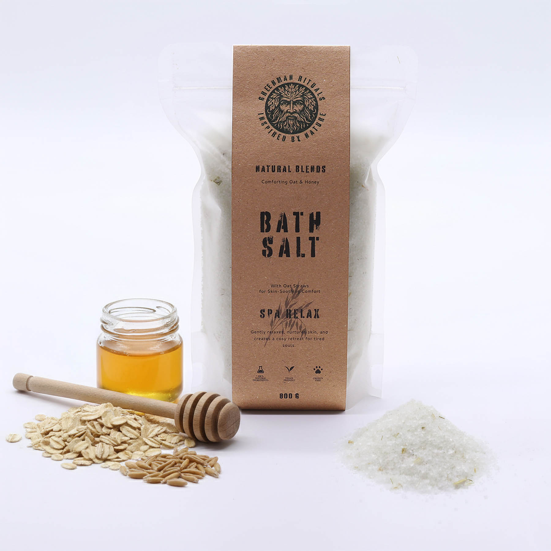 Greenman Rituals Oat & Honey Epsom Bath Salt – Spa Relax (800g)