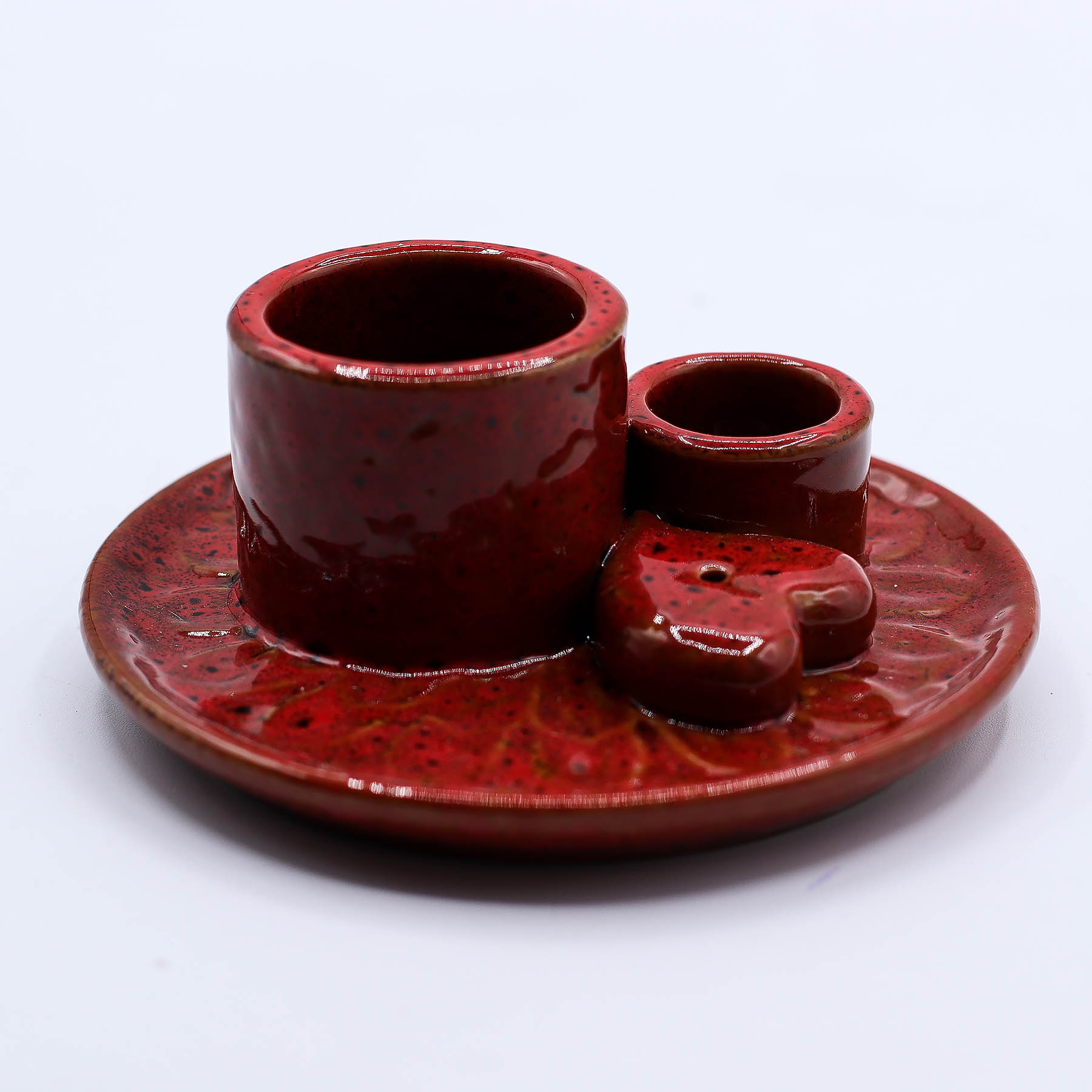 Palo Santo Stick & Smudge Holder - Mandala - Red with Heart Gloss1