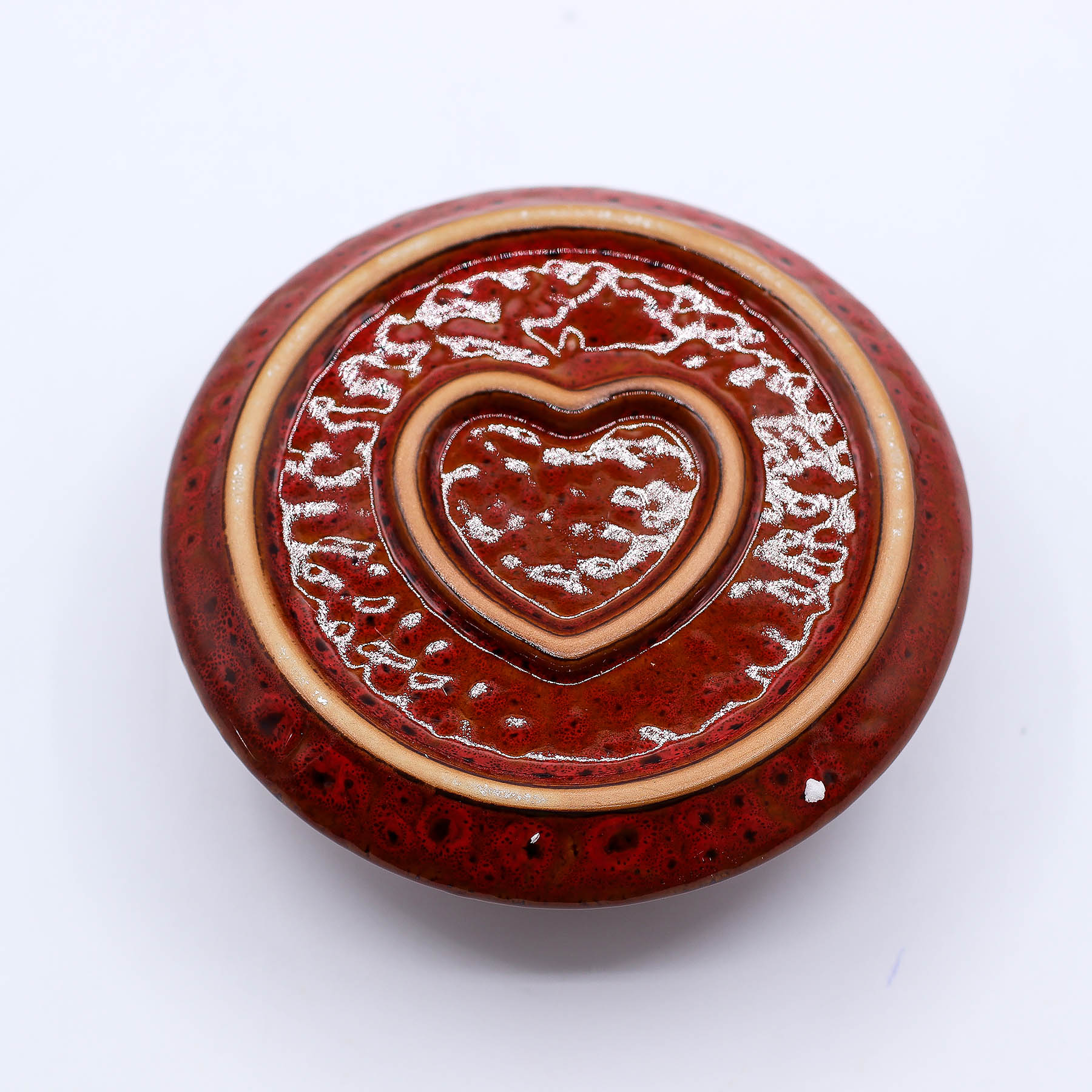 Palo Santo Stick & Smudge Holder - Mandala - Red with Heart Gloss3