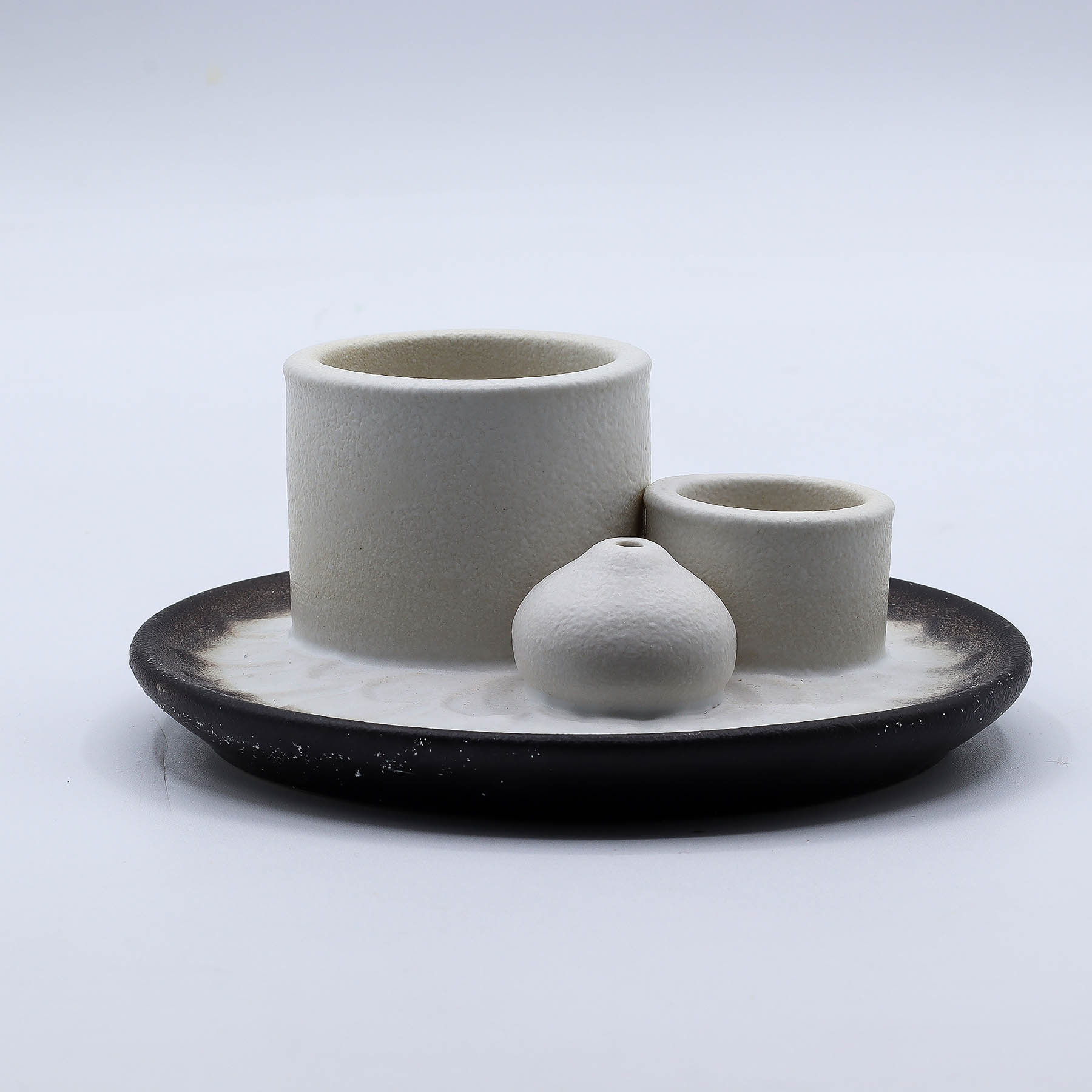 Palo Santo Stick & Smudge Holder - Mandala - White & Grey2