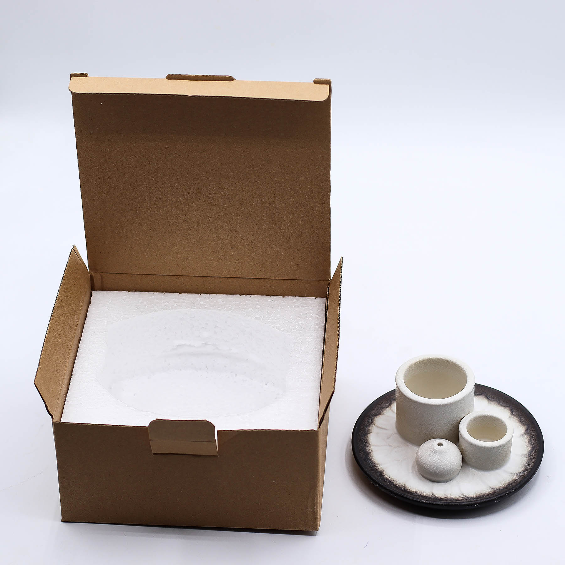 Palo Santo Stick & Smudge Holder - Mandala - White & Grey4