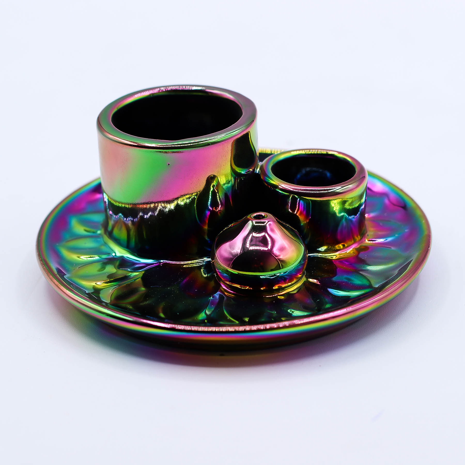 Palo Santo Stick & Smudge Holder - Mandala - Metallic Rainbow1