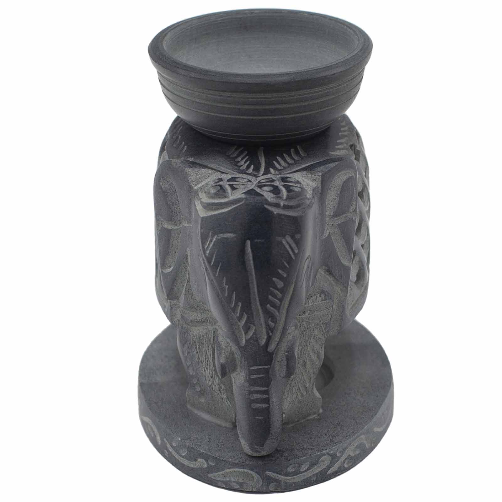 Hand-Carved Soapstone Oil Burner - Standing Elephant (10.5cm)1
