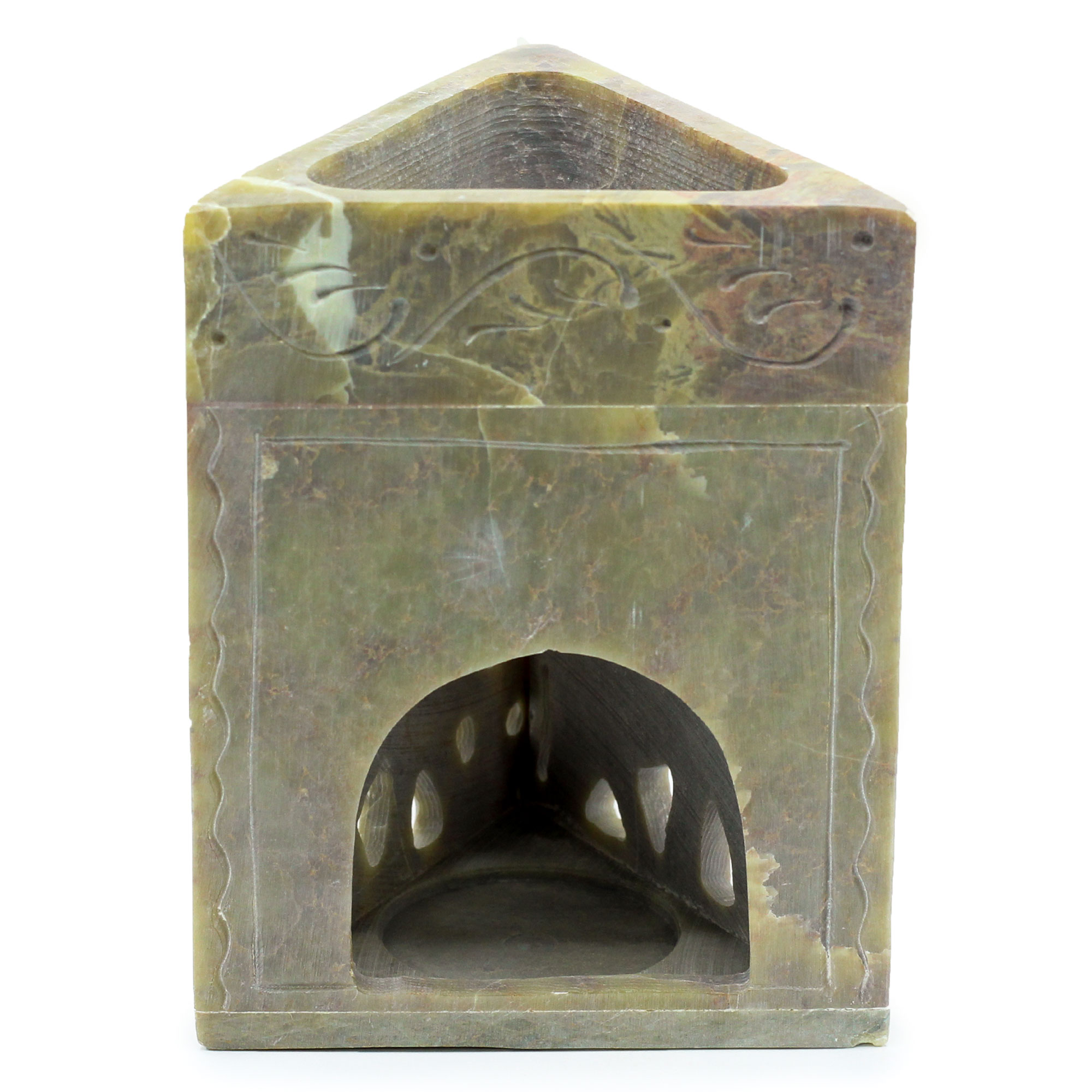 Hand-Carved Soapstone Oil Burner & Wax Warmer - Triangle Elephant Design1
