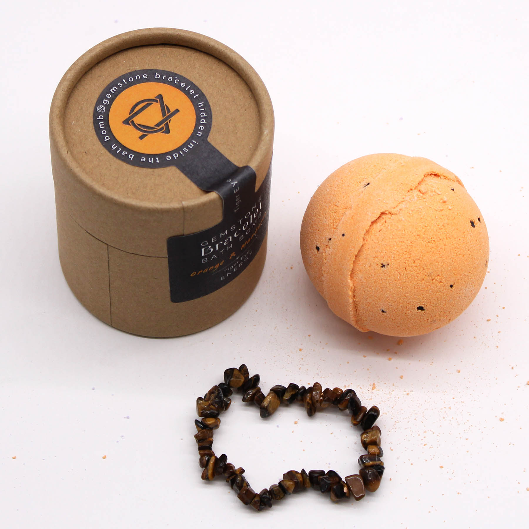 Tiger Eye Gemstone Bracelet Bath Bomb – Orange & Mandarin1