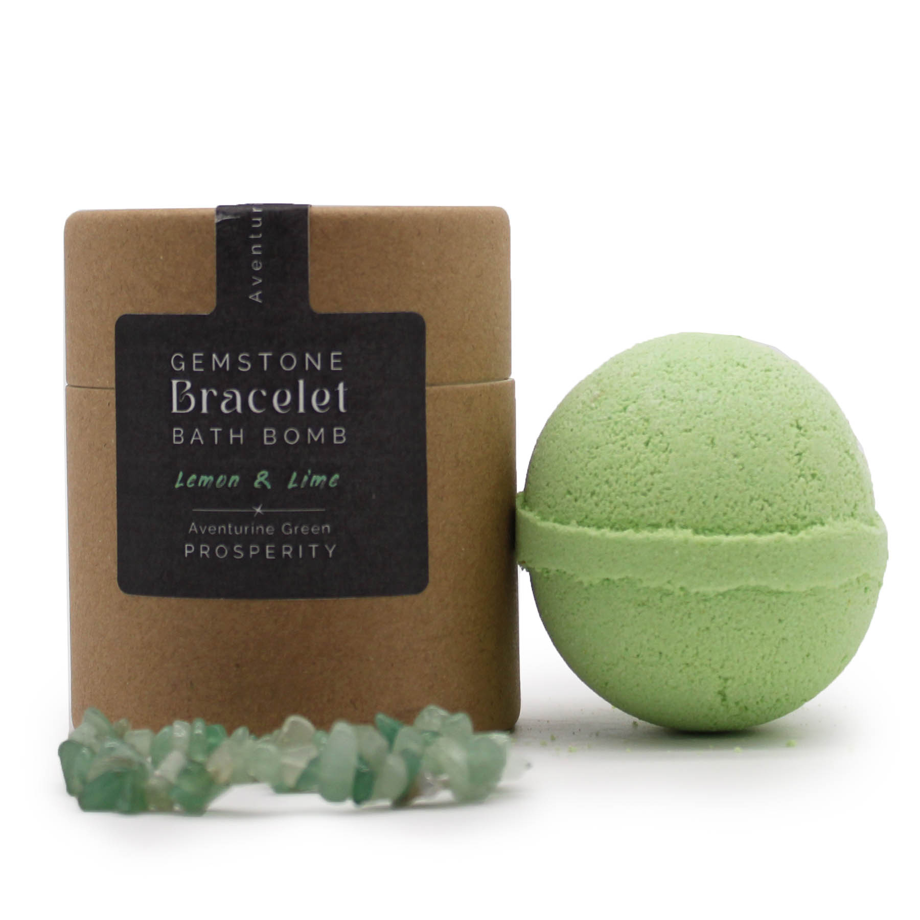 Green Aventurine Gemstone Bracelet Bath Bomb – Lemon & Lime