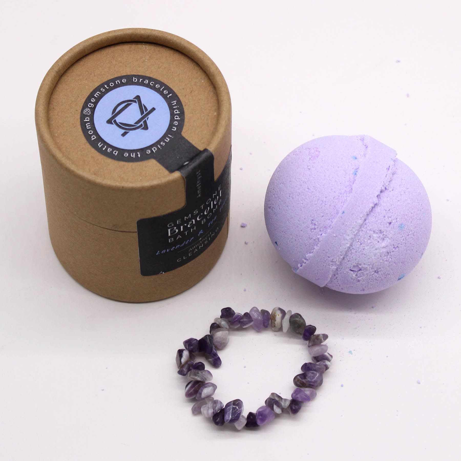 Amethyst Gemstone Bracelet Bath Bomb – Lavender & Tea Tree1