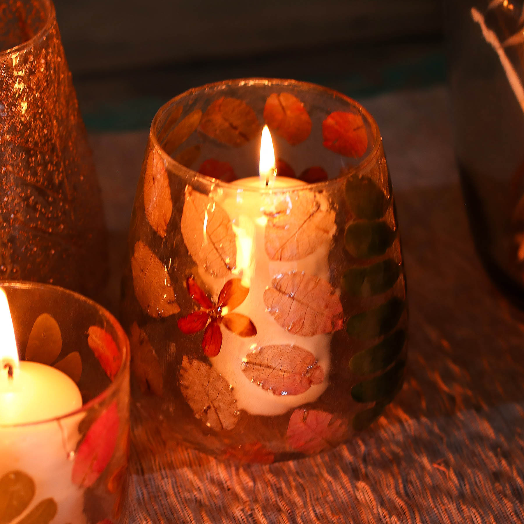 Primavera Natural Floral Glass Candle Holder - Real Dried Flowers (12x11cm)4