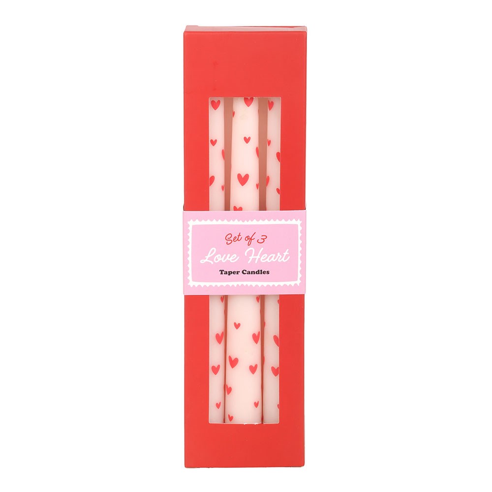 Set of 3 Love Heart Taper Candles1