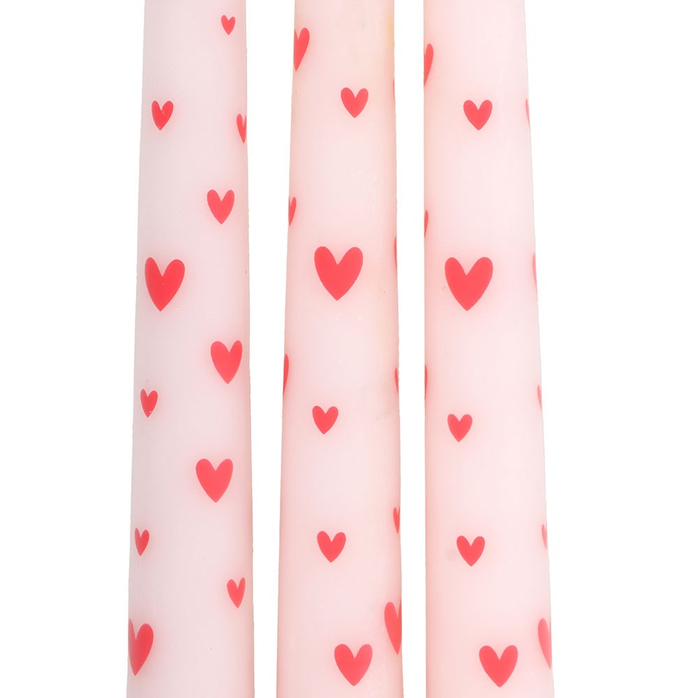 Set of 3 Love Heart Taper Candles2