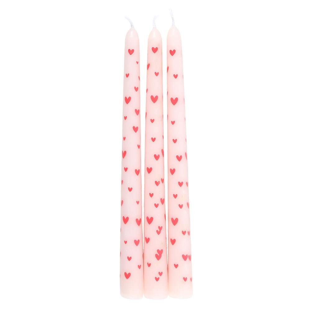 Set of 3 Love Heart Taper Candles3