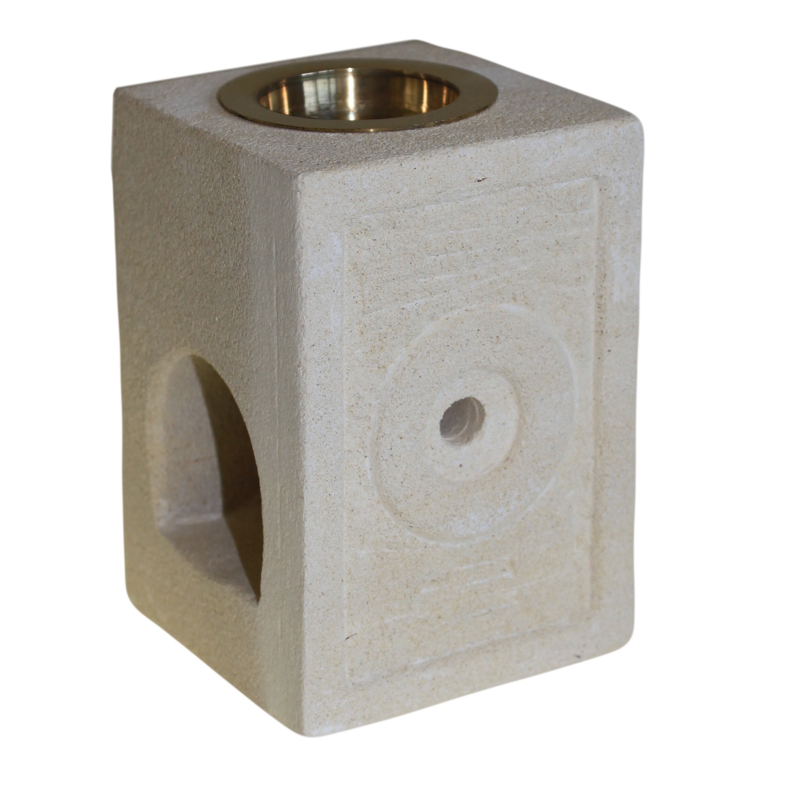 Hand-Carved Sandstone Oil Burner - Square Moorish