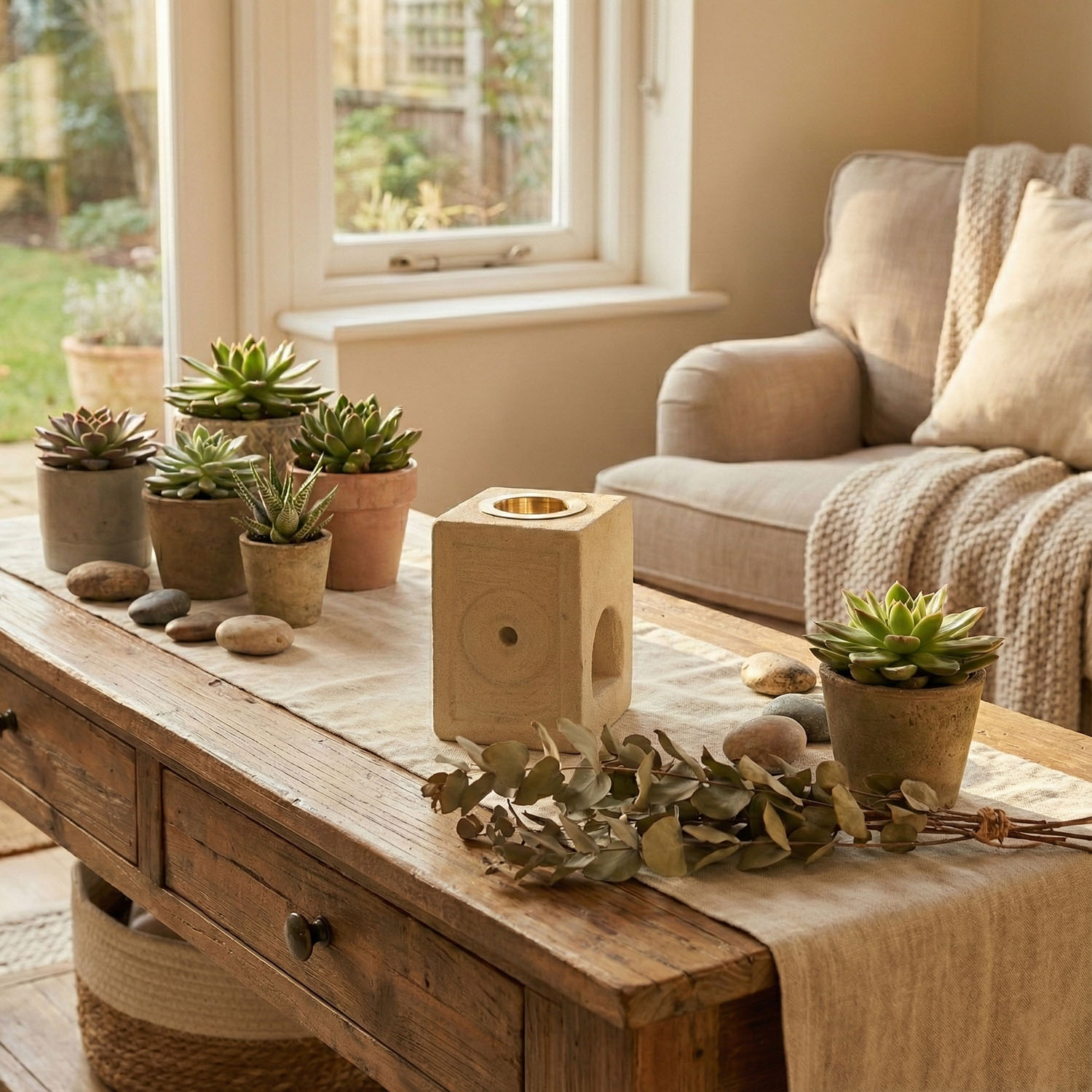 Hand-Carved Sandstone Oil Burner - Square Moorish2