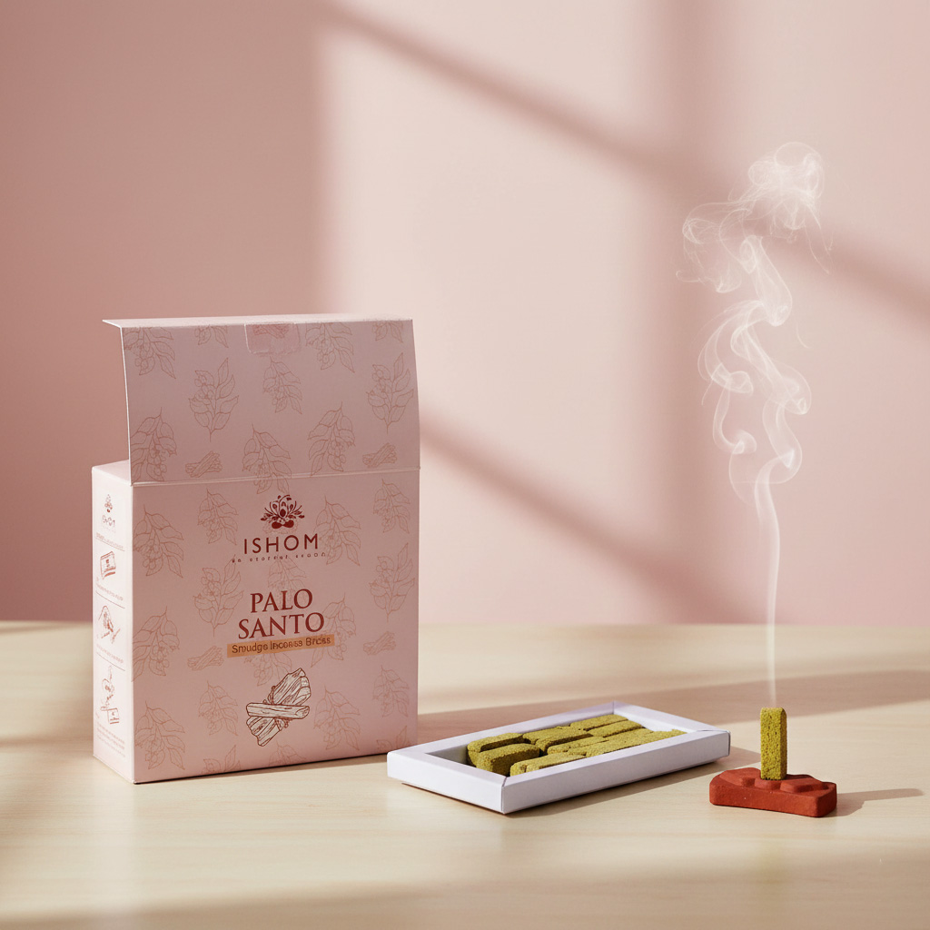 Palo Santo Natural Incense Smudge Bricks with Burner - Pack of 15 by Ishom2