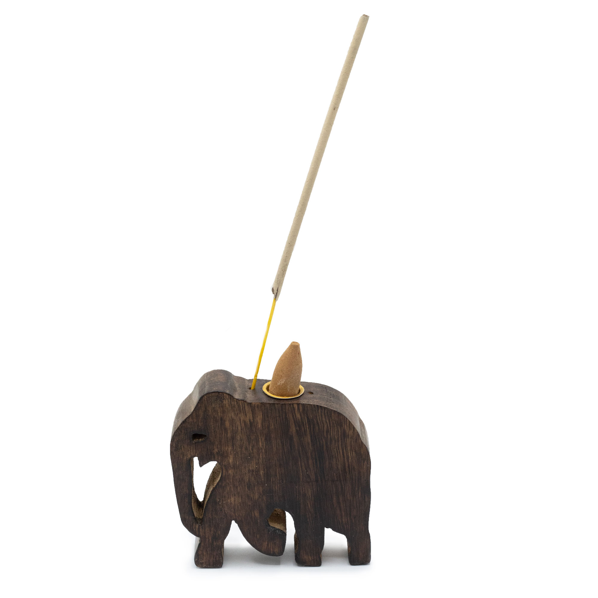 Mango Wood Elephant Incense Cone & Stick Holder1
