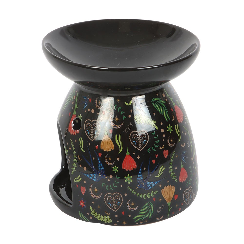 Midnight Bloom Print Oil Burner - Black1