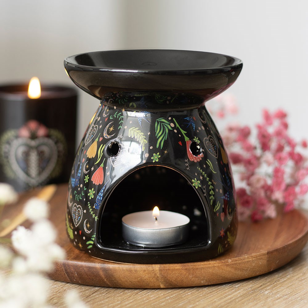 Midnight Bloom Print Oil Burner - Black3