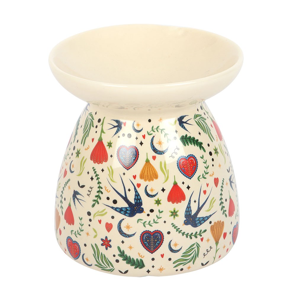 Midnight Bloom Print Oil Burner - Cream