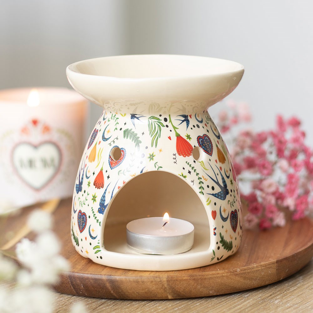 Midnight Bloom Print Oil Burner - Cream3