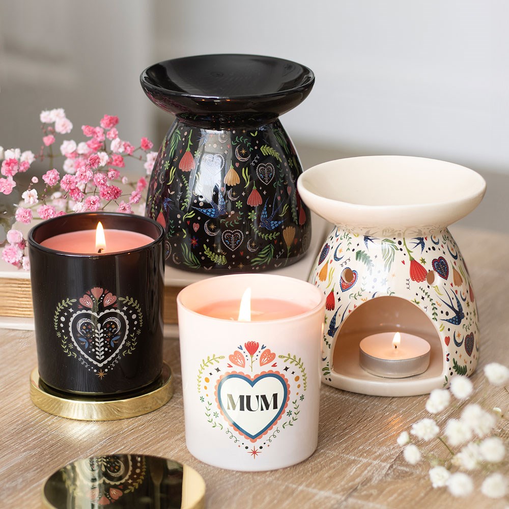 Midnight Bloom Print Oil Burner - Cream4