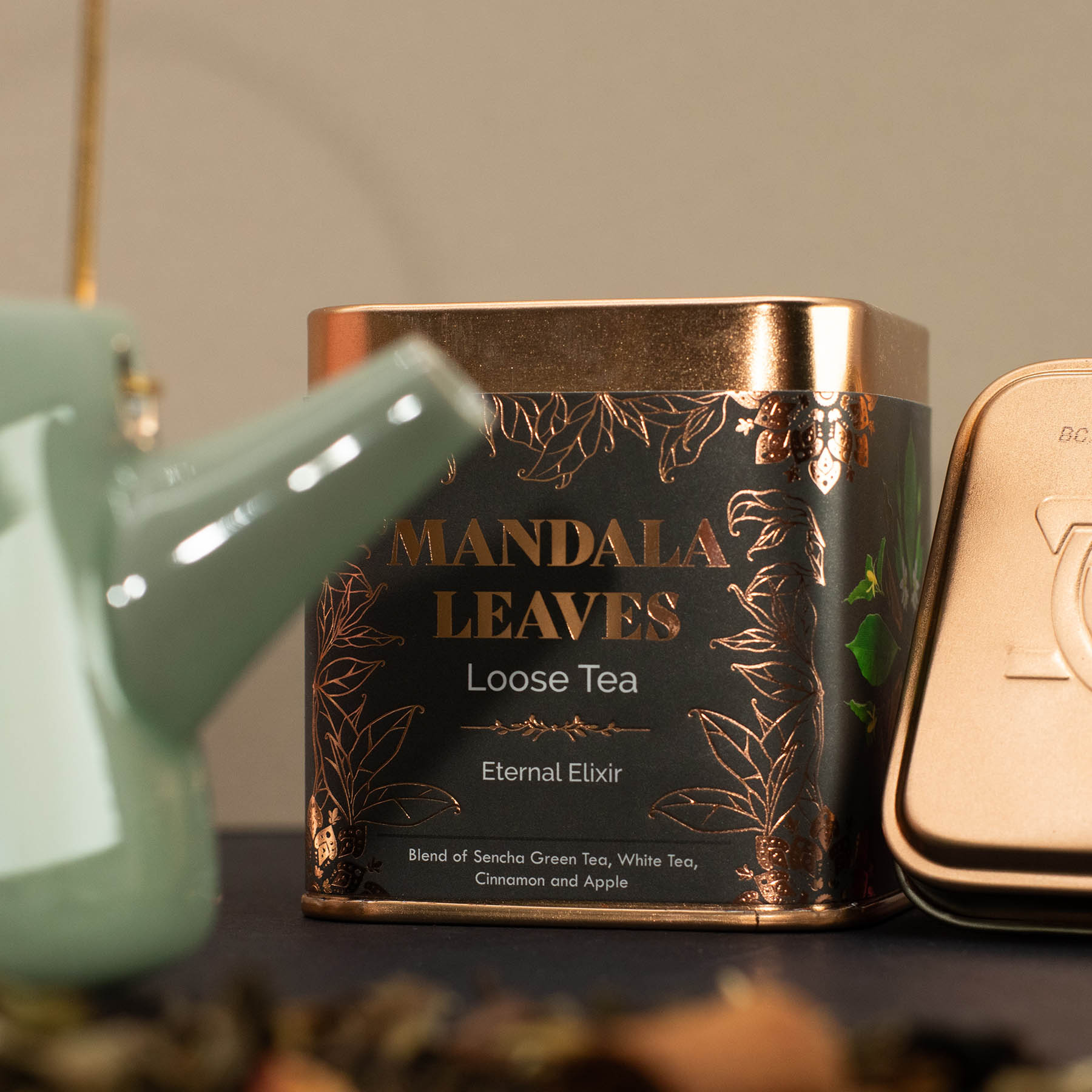 Mandala Leaves Eternal Elixir – Loose Leaf Sencha & White Tea Blend with Cinnamon & Apple (50g Tin)6