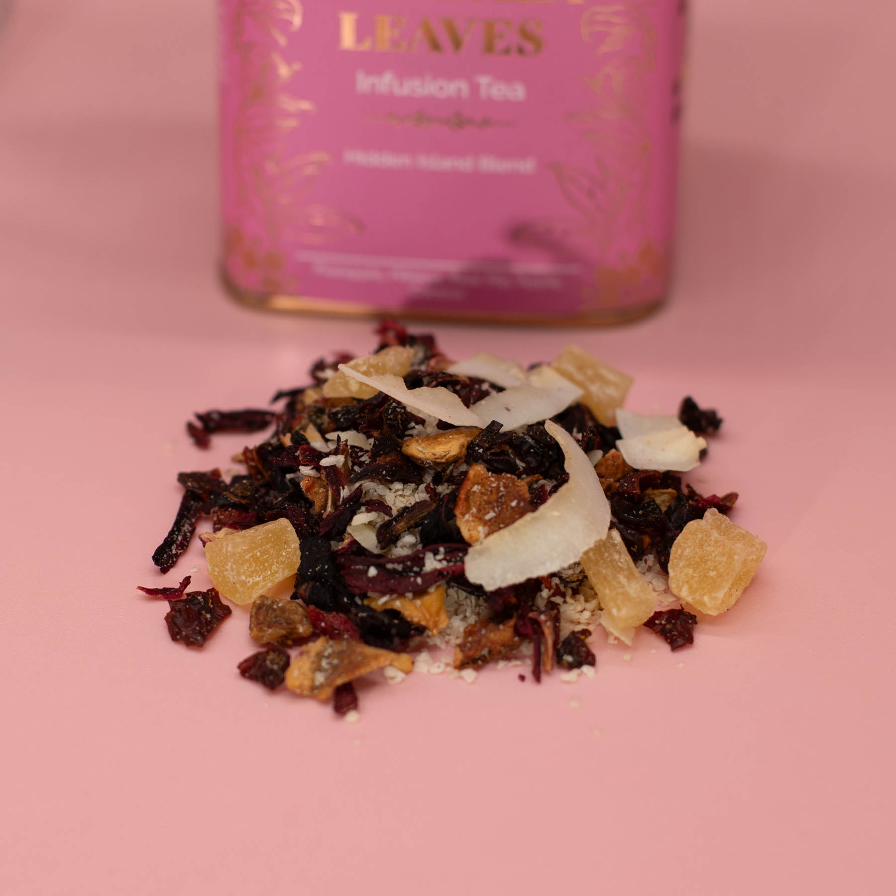 Mandala Leaves Hidden Island Blend – Loose Leaf Tropical Fruit Infusion Tea (50g Tin)6