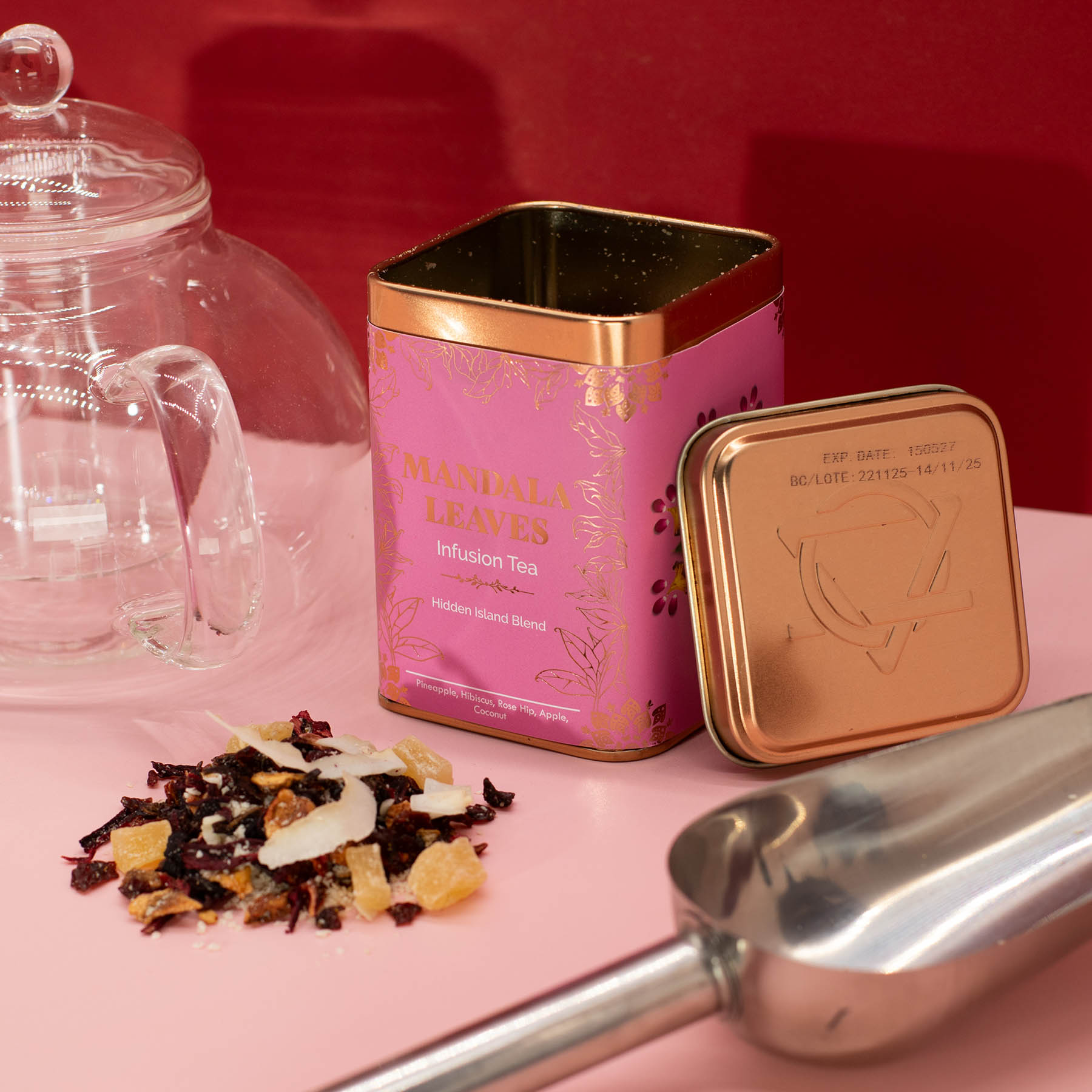 Mandala Leaves Hidden Island Blend – Loose Leaf Tropical Fruit Infusion Tea (50g Tin)8