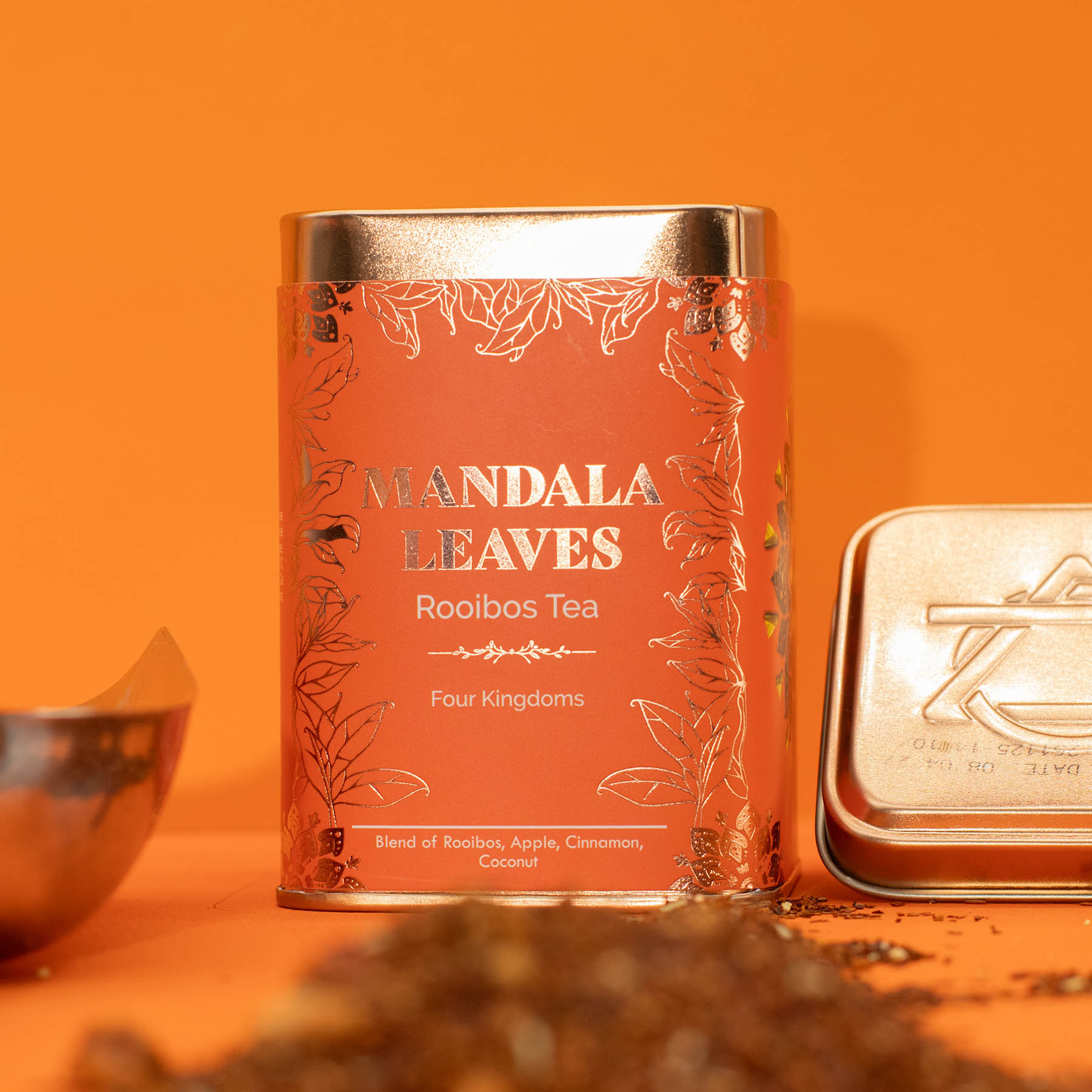 Mandala Leaves Four Kingdoms – Rooibos Tea Blend with Apple, Cinnamon & Coconut (50g Tin)3