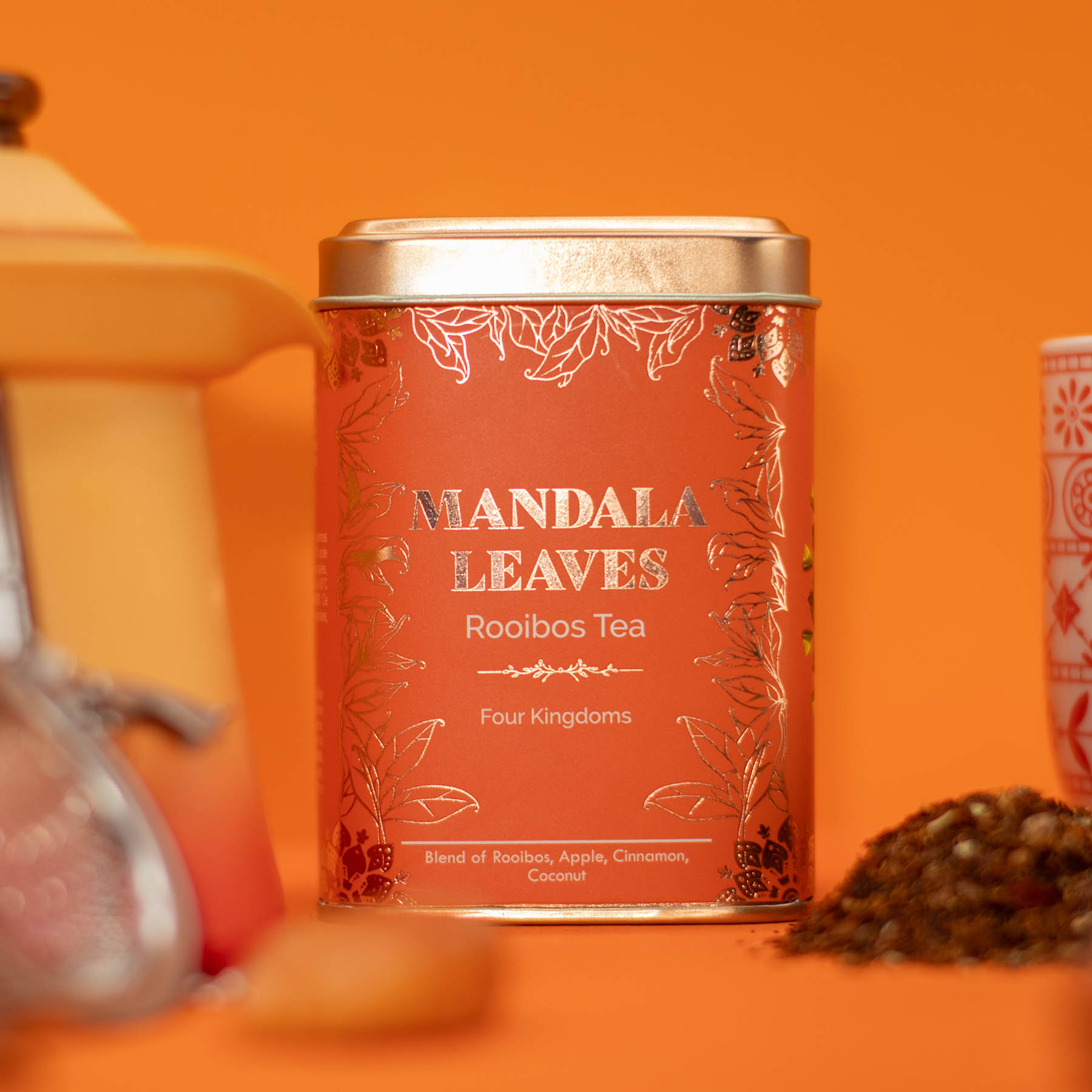 Mandala Leaves Four Kingdoms – Rooibos Tea Blend with Apple, Cinnamon & Coconut (50g Tin)6