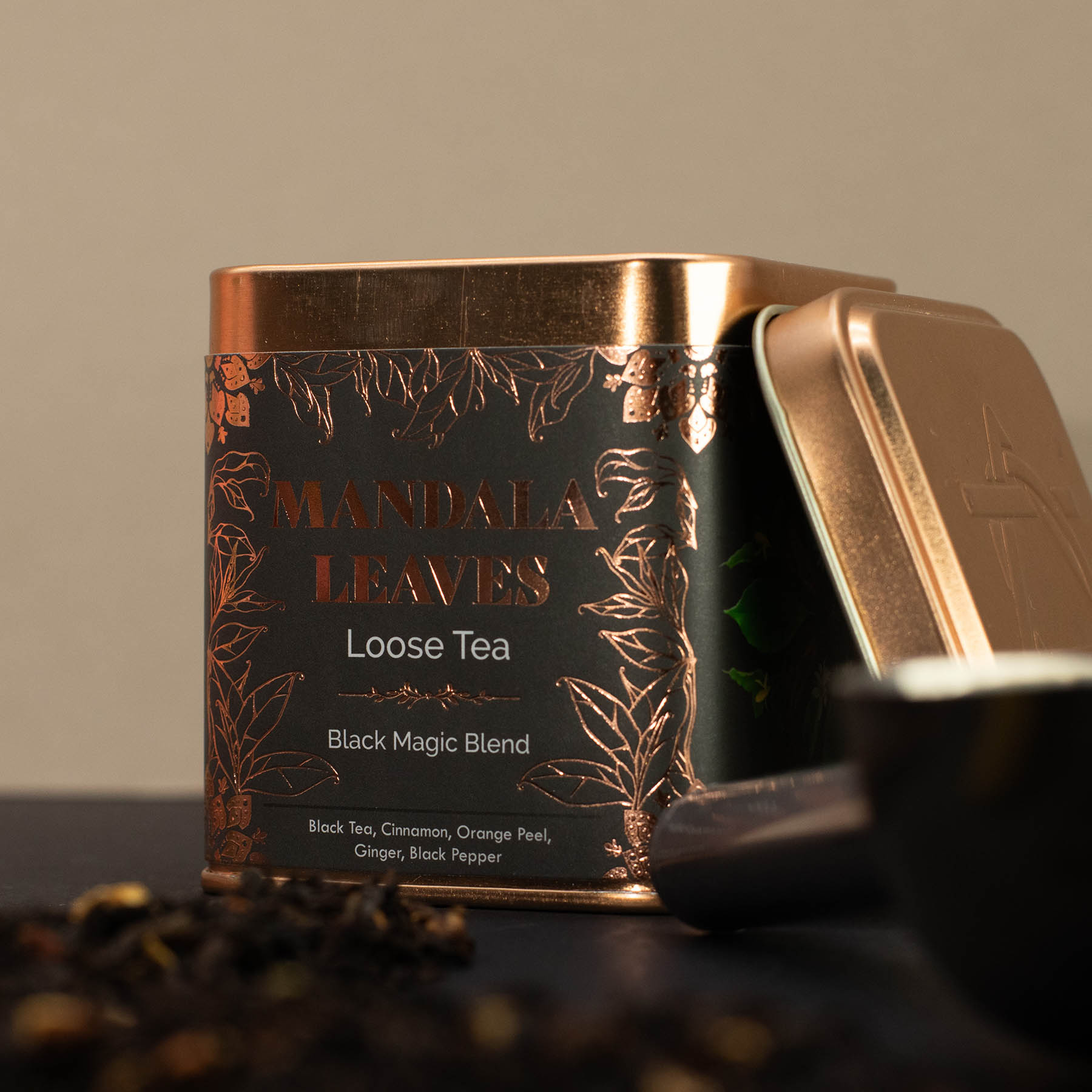 Mandala Leaves Merlin's Favourite Earl Grey – Loose Leaf Black Tea with Mallow Flowers (50g Tin)5