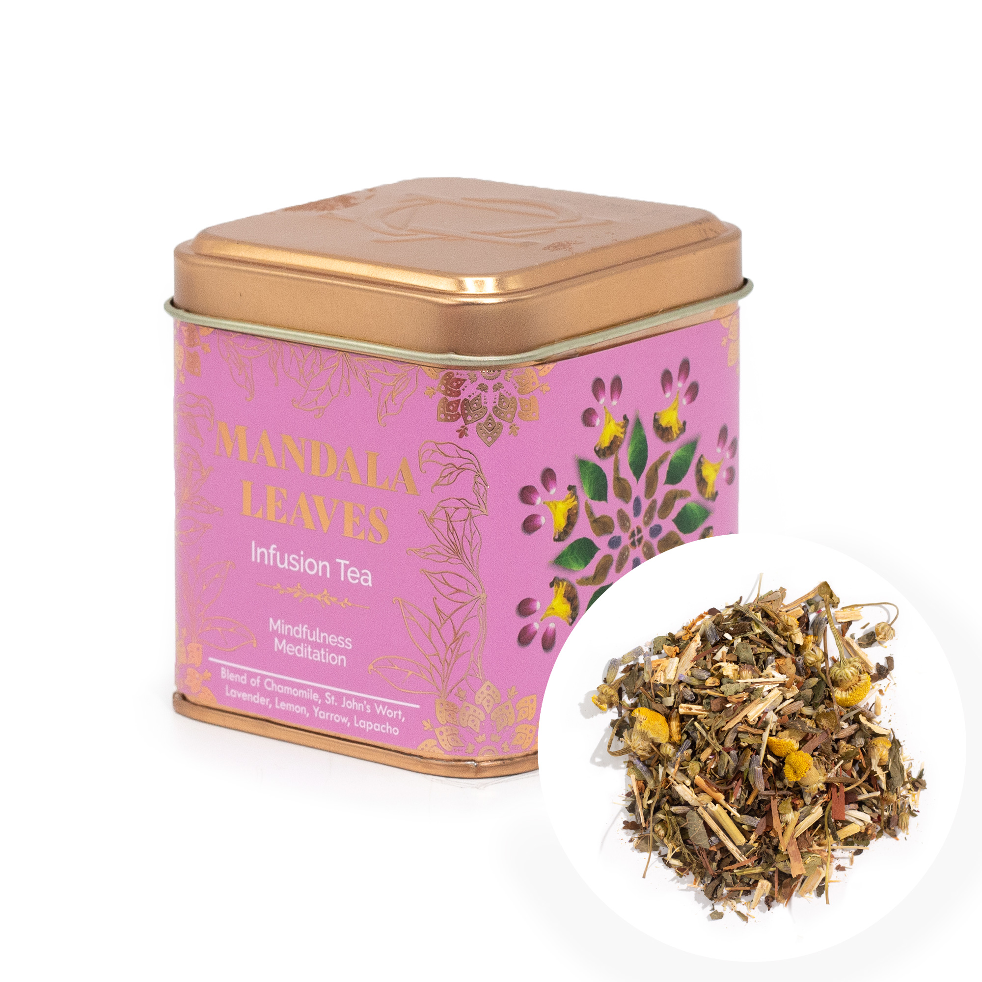 Mandala Leaves Mindfulness Meditation – Herbal Infusion Tea (50g Tin)