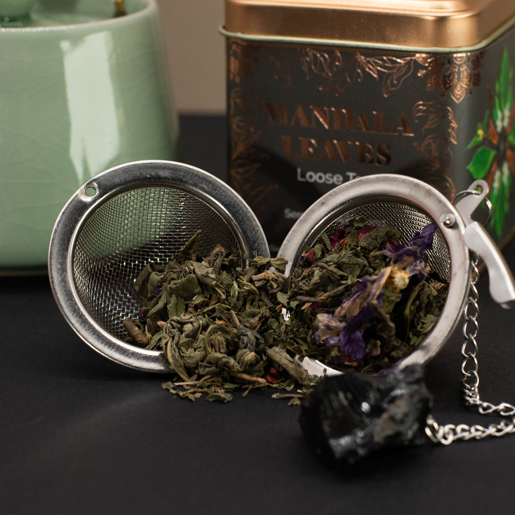 Mandala Leaves Serenity Souk Blend – Loose Leaf Green Tea with Mint, Rose & Mallow (50g Tin)6