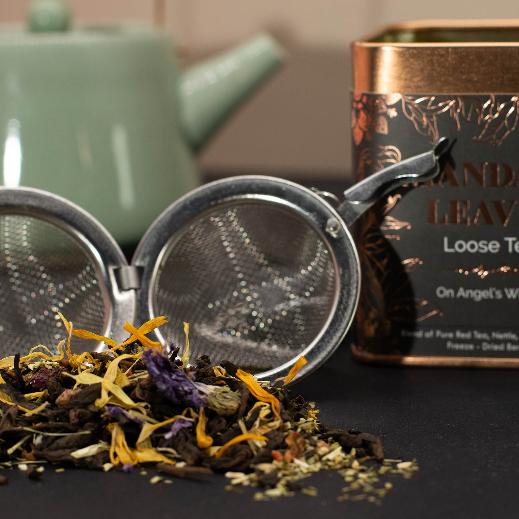 Mandala Leaves On Angel's Wings – Loose Leaf Rooibos & Nettle Herbal Tea Blend with Berries (50g Tin)7