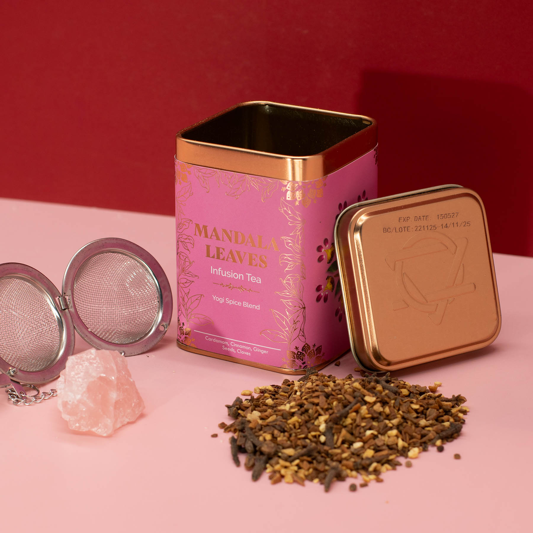Mandala Leaves Yogi Spice Blend – Cinnamon, Ginger & Cardamom Herbal Infusion Tea (50g Tin)3