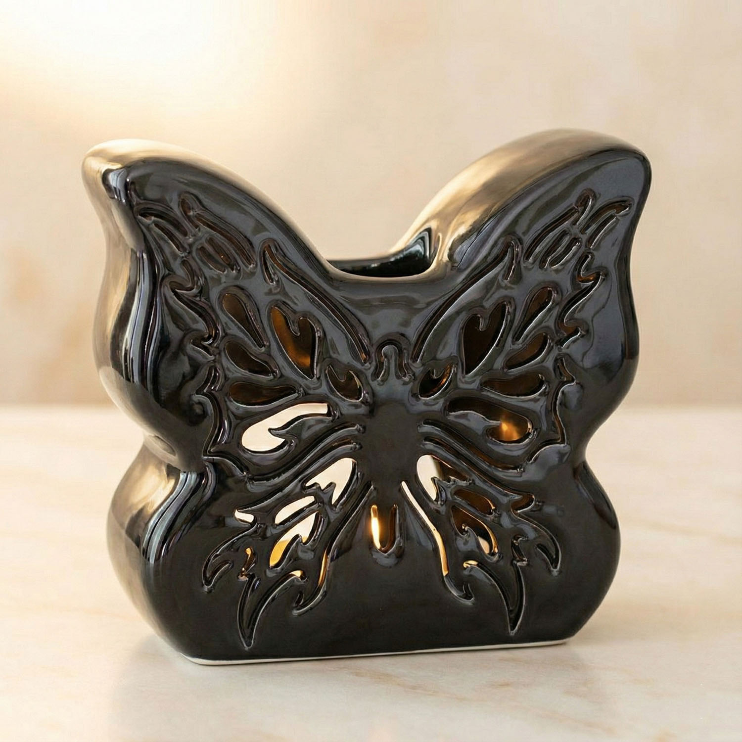 Black Cut-Out Butterfly Oil Burner