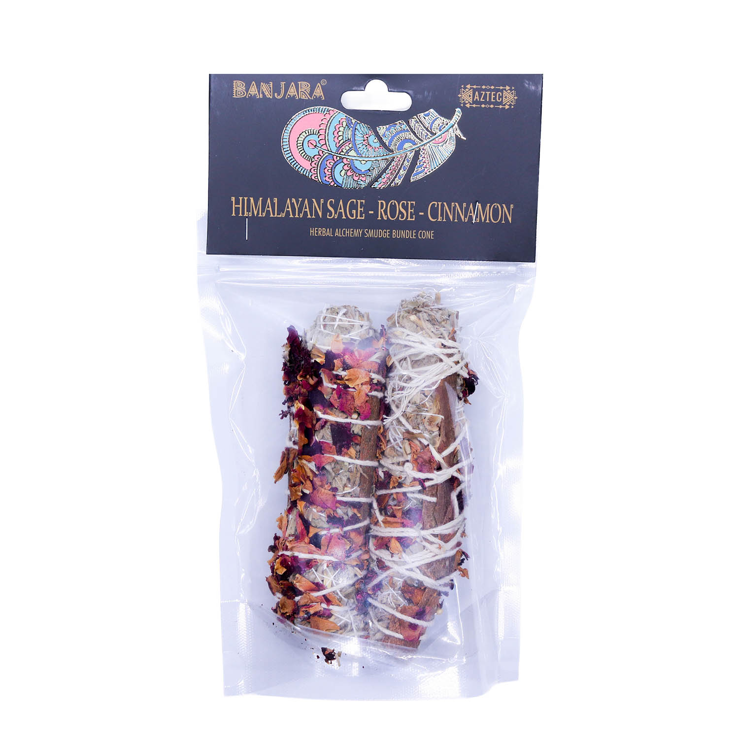 Banjara Himalayan Sage, Rose & Cinnamon Smudge Bundles - Pack of 2